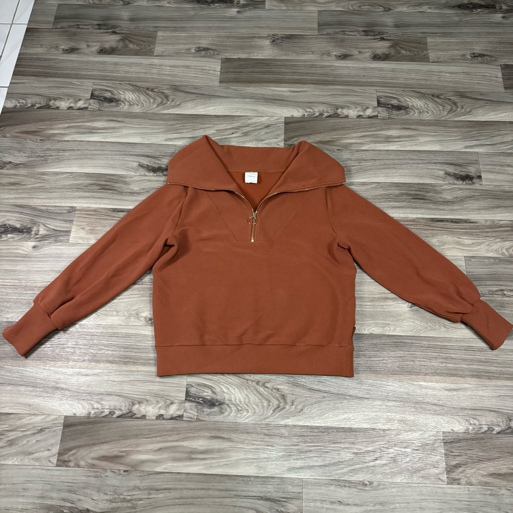 Varley Vine Half Zip Pullover Sweatshirt in Brown Size Large